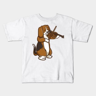 Violinist Beagle Dog Violin Player Kids T-Shirt